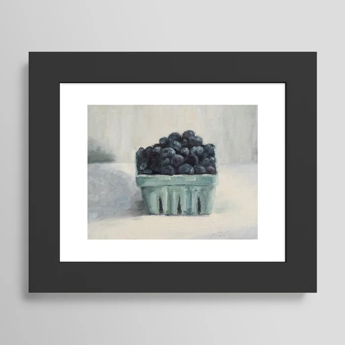 blueberries in a paper crate Art Print | Society6
