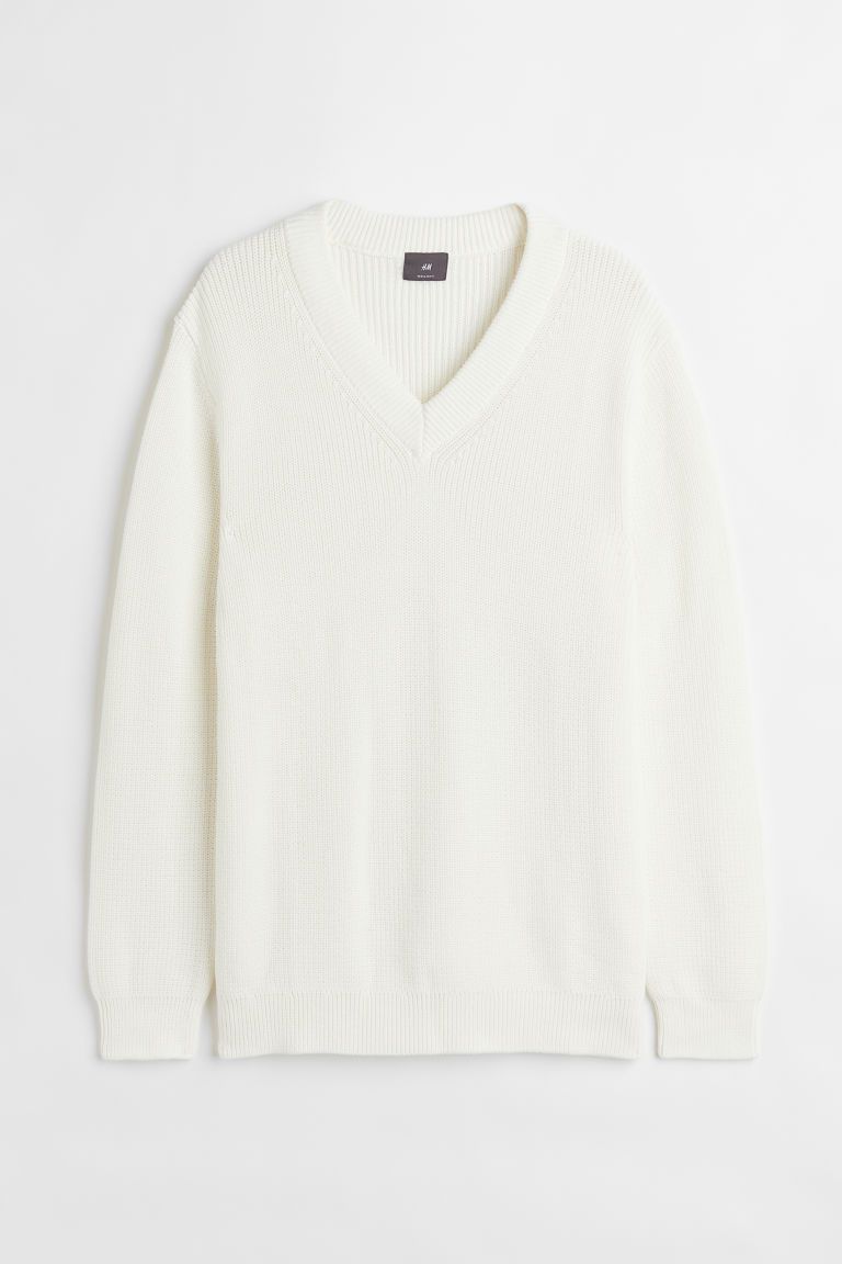 H & M - Regular Fit V-neck Sweater - White | H&M (US + CA)