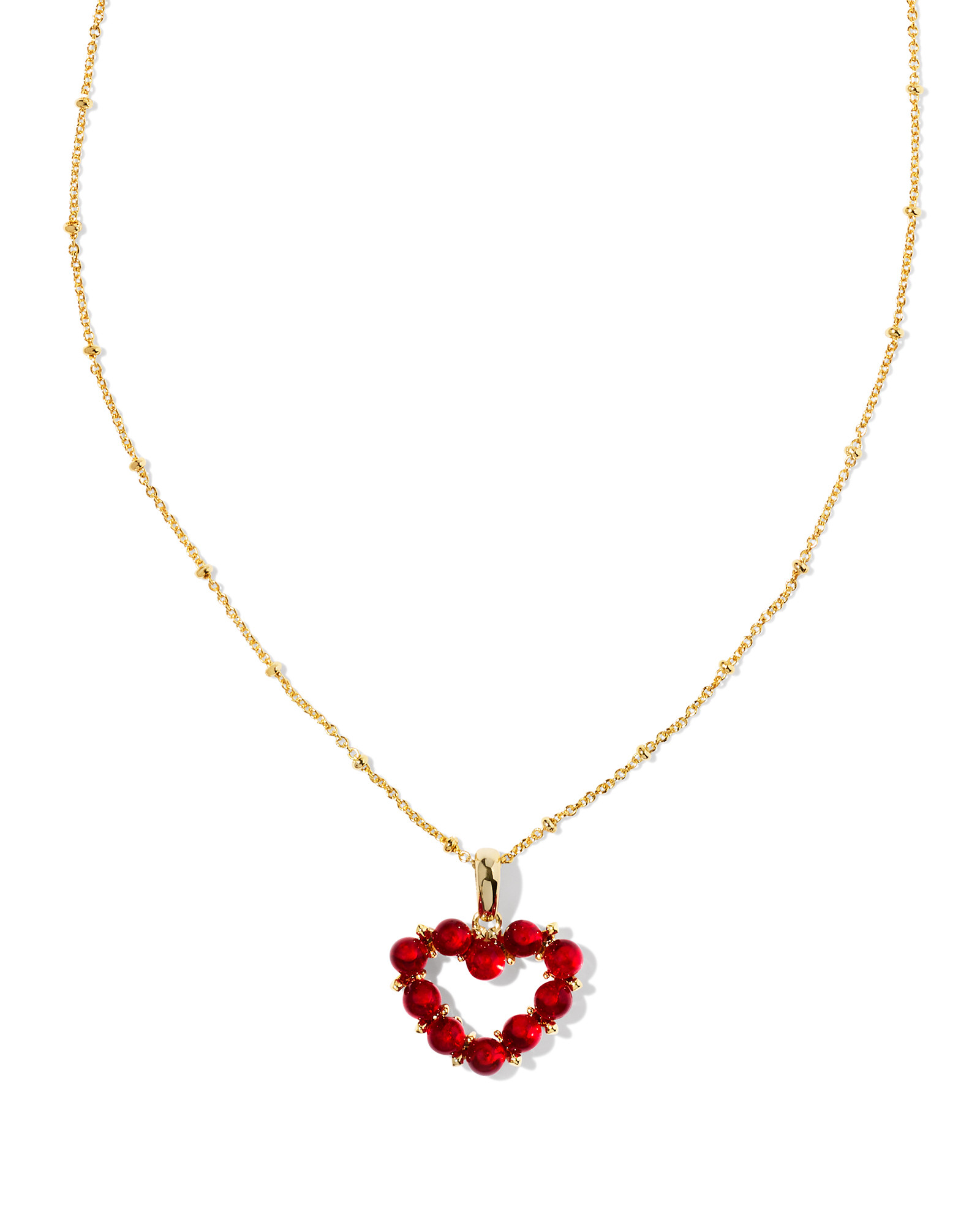 Ashton Gold Heart Short Pendant Necklace in Red Glass | Kendra Scott | Kendra Scott