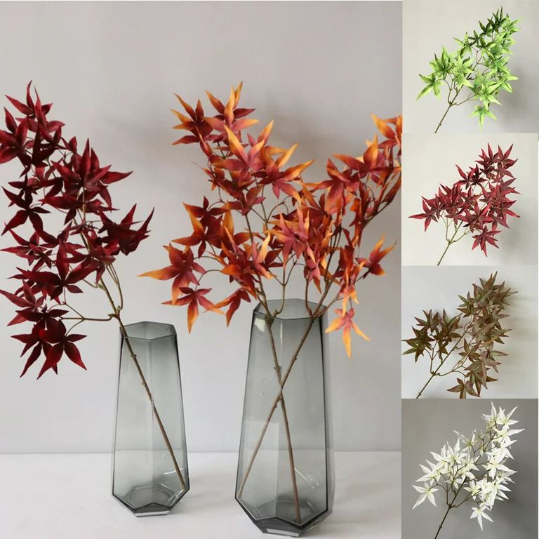 Cheers.US 2 Pcs Artificial Plants Fall Maple Leaves Stems Red Thanksgiving Fall Decor Silk Maple ... | Walmart (US)