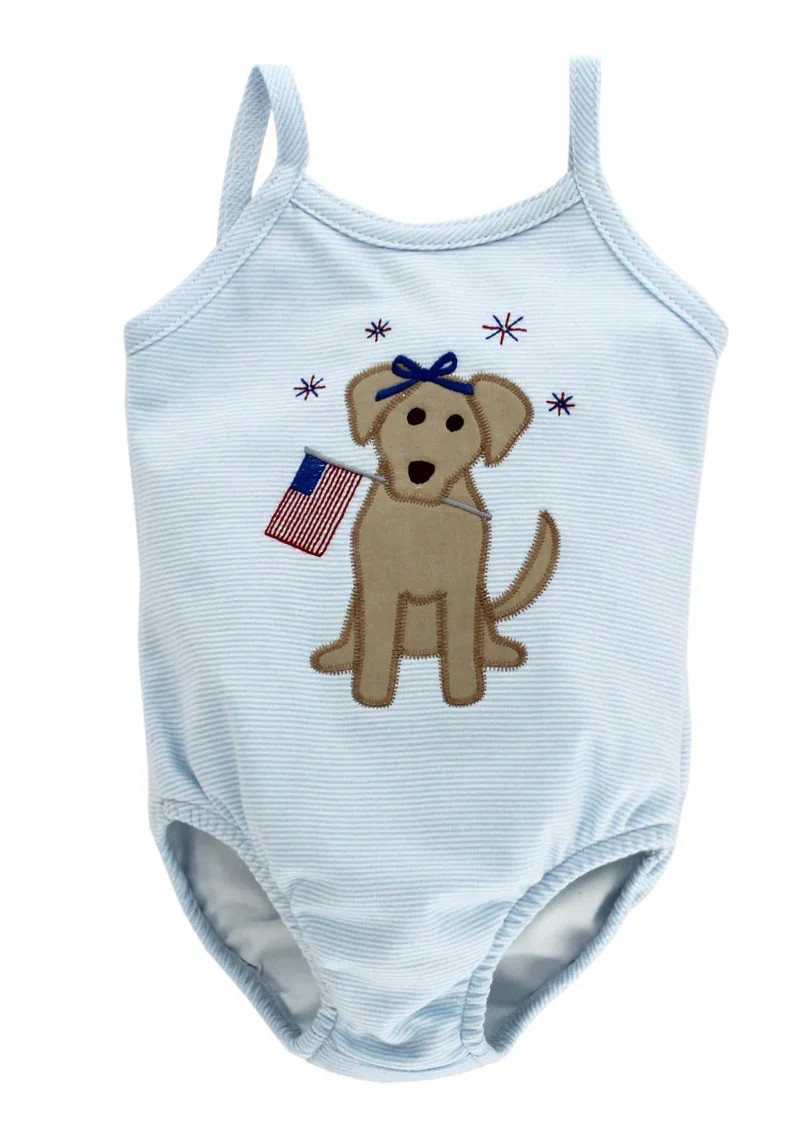 Bailey Boys Patriotic Pup - Girls One Piece Swimsuit | Persnickety