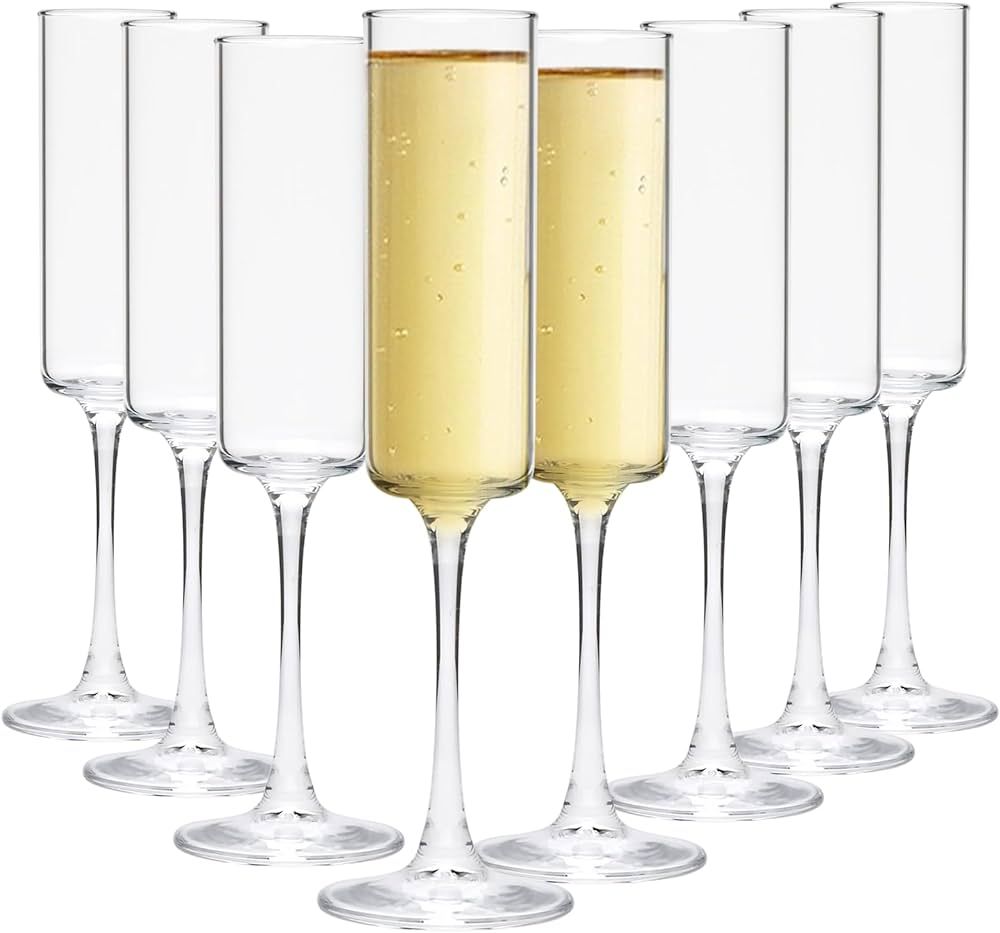 Amazon.com | Ufrount Champagne Flutes 5oz,Clear Champagne Glasses Set of 8,Classic Sparkling Glas... | Amazon (US)