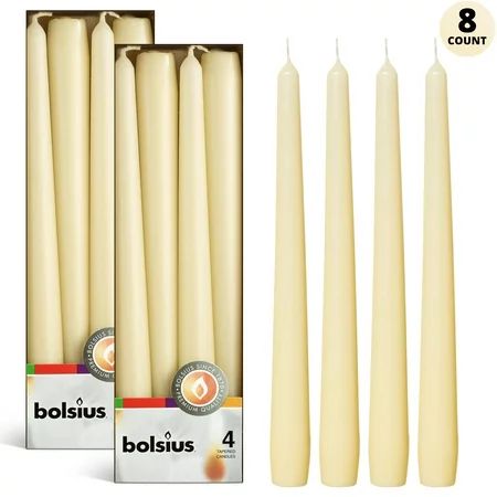 BOLSIUS 8 Unscented Ivory Taper Candles -10 Inch Dinner Candle Set - Premium European Quality - Smok | Walmart (US)