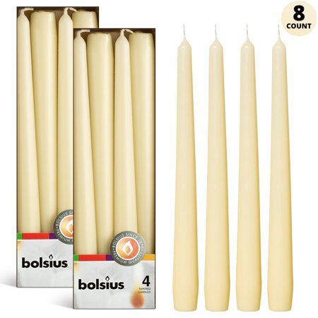 BOLSIUS 8 Unscented Ivory Taper Candles -10 Inch Dinner Candle Set - Premium European Quality - Smok | Walmart (US)