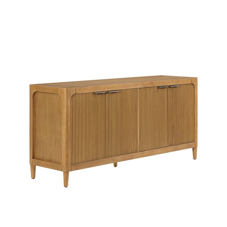 My Texas House Linden Fluted Buffet Cabinet Sideboard with Adjustable Shelves, Warm Brown | Walmart (US)