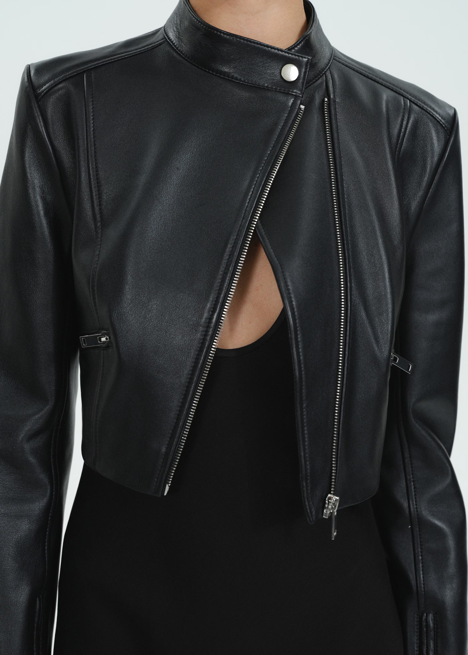 Cropped leather biker jacket - Women | MANGO USA | Mango (US/MX/AU)