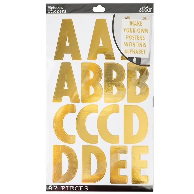 Wilton Sticko Xl Gold Poster Alphabet Stickers, 116 Piece - Walmart.com | Walmart (US)