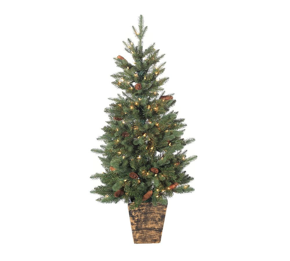 Faux Potted Natural Cut Riverton Pine Tree with Berries, 4' | Pottery Barn (US)