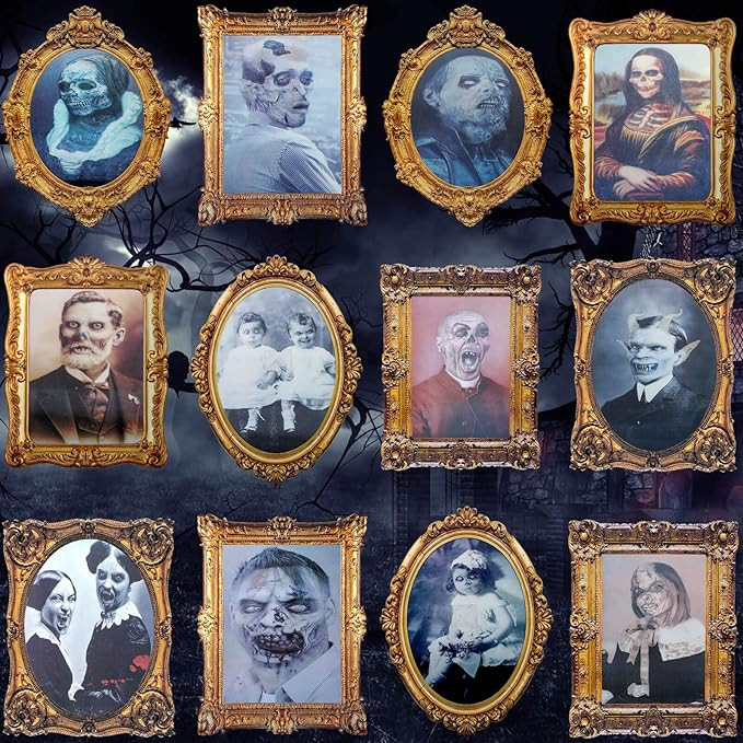 12 Pcs Halloween 3D Changing Face Moving Picture Frame Scary Haunted Mansion Decor Creepy Spooky ... | Amazon (US)
