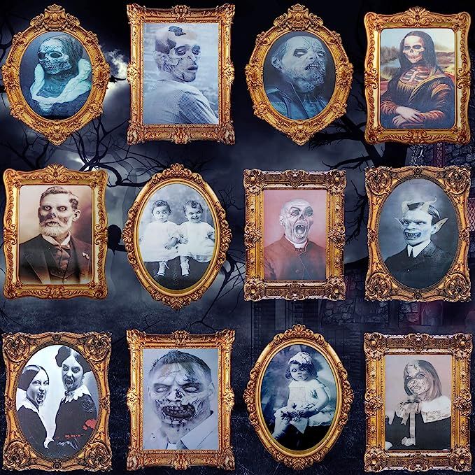 12 Pcs Halloween 3D Changing Face Moving Picture Frame Scary Haunted Mansion Decor Creepy Spooky ... | Amazon (US)