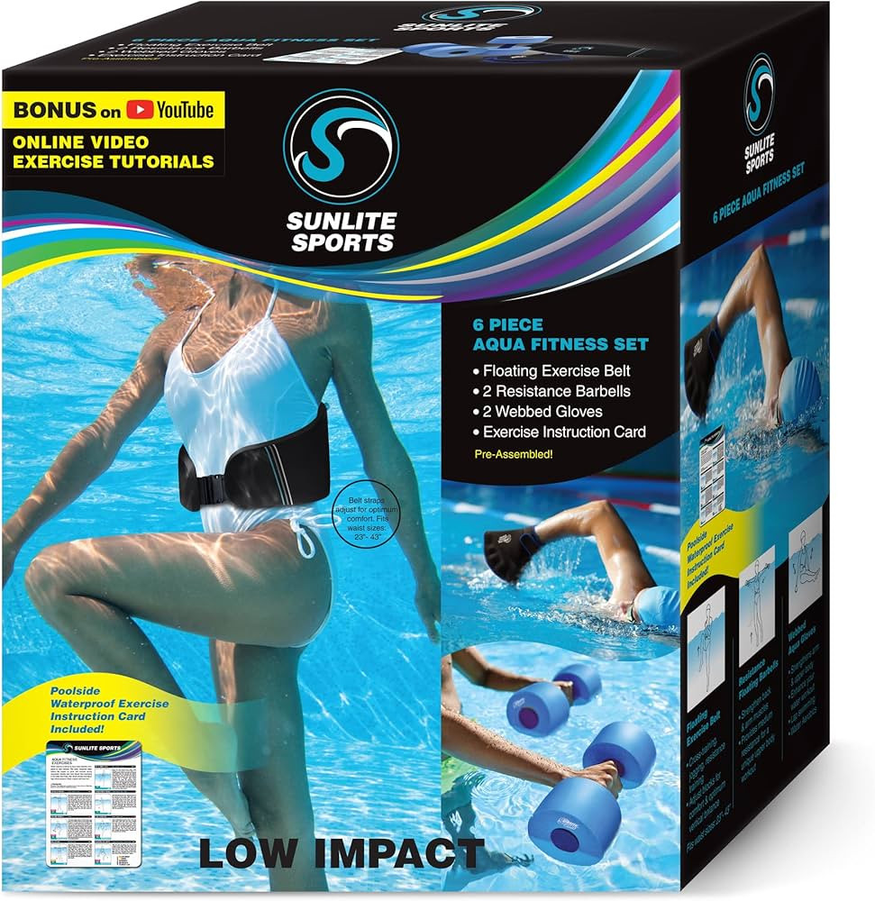 Sunlite Sports Water Workout Combo Set, High Density Water Weight, Swim Belt, Soft Padded, Water ... | Amazon (US)
