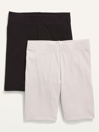 High-Waisted Rib-Knit Long Biker Shorts 2-Pack for Women -- 8-inch inseam | Old Navy (US)