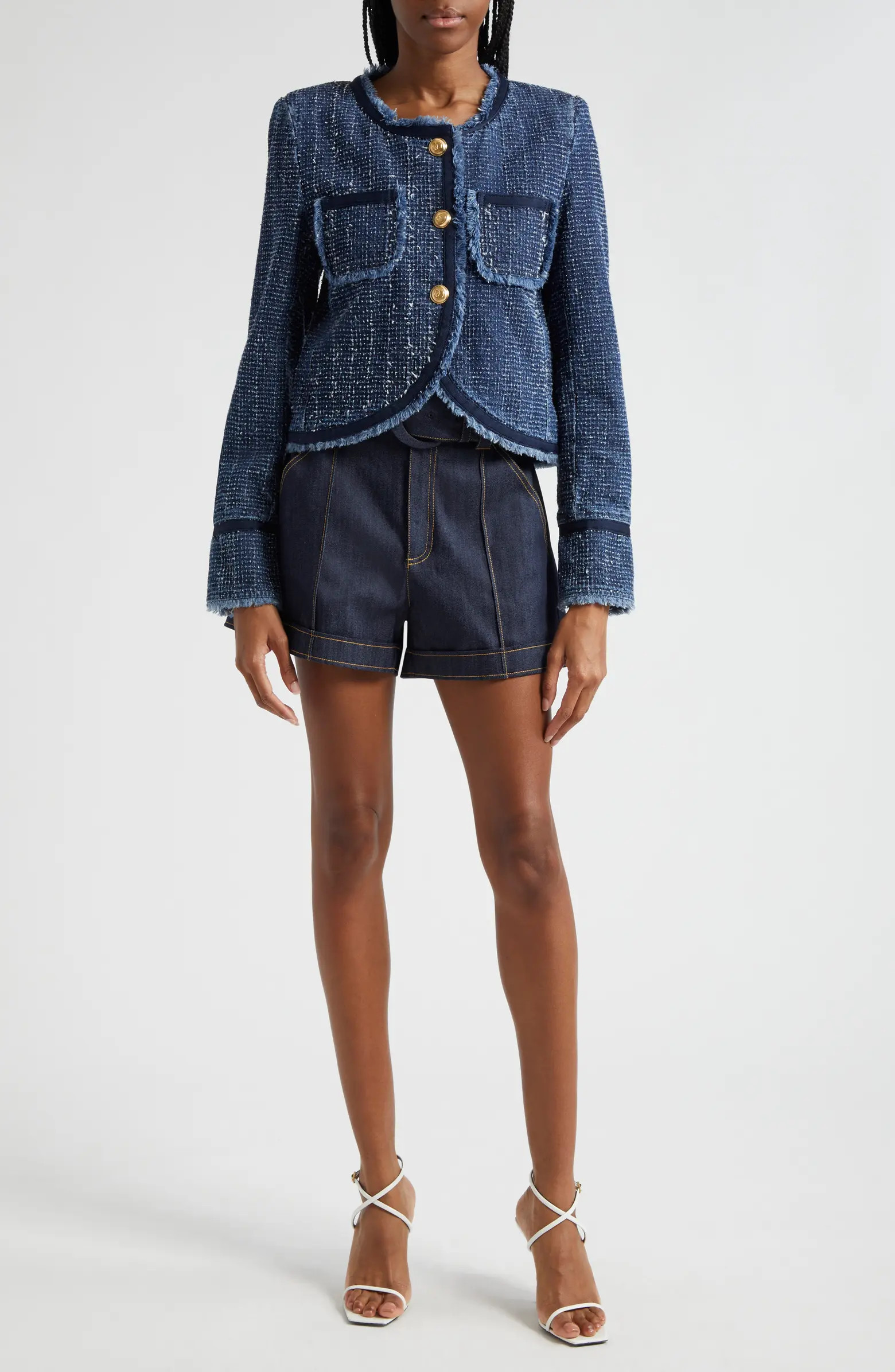 Zanda Cotton Tweed & Denim Jacket | Nordstrom