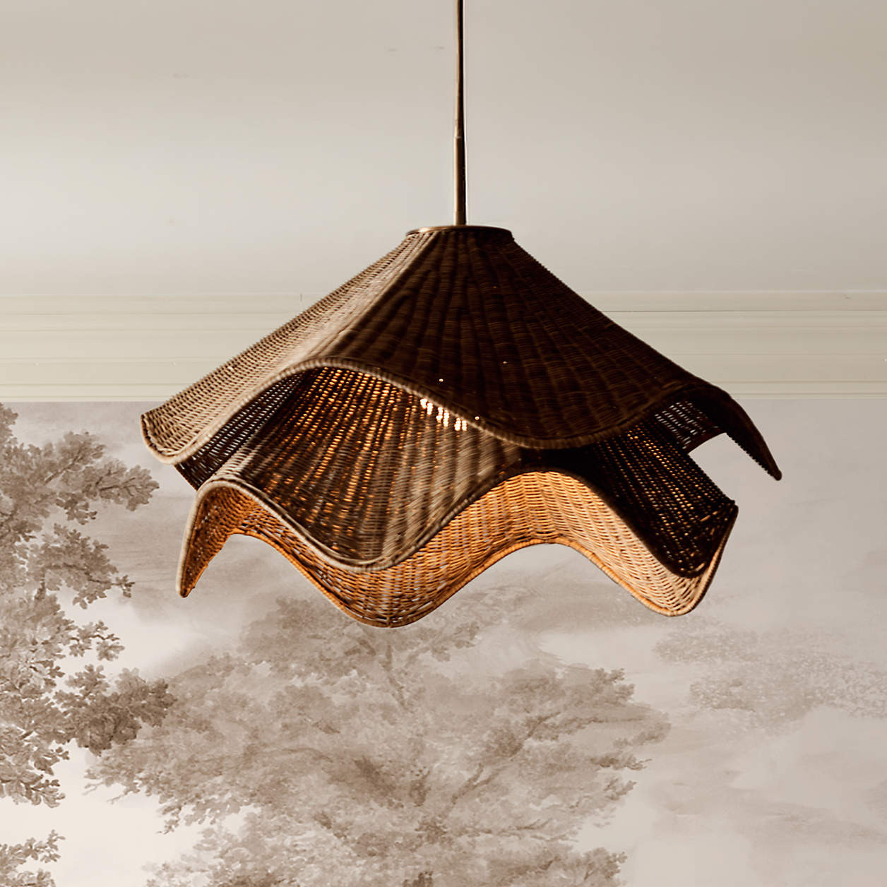 Lia Pendant Light with Dark Fiber Shade | Crate & Barrel | Crate & Barrel