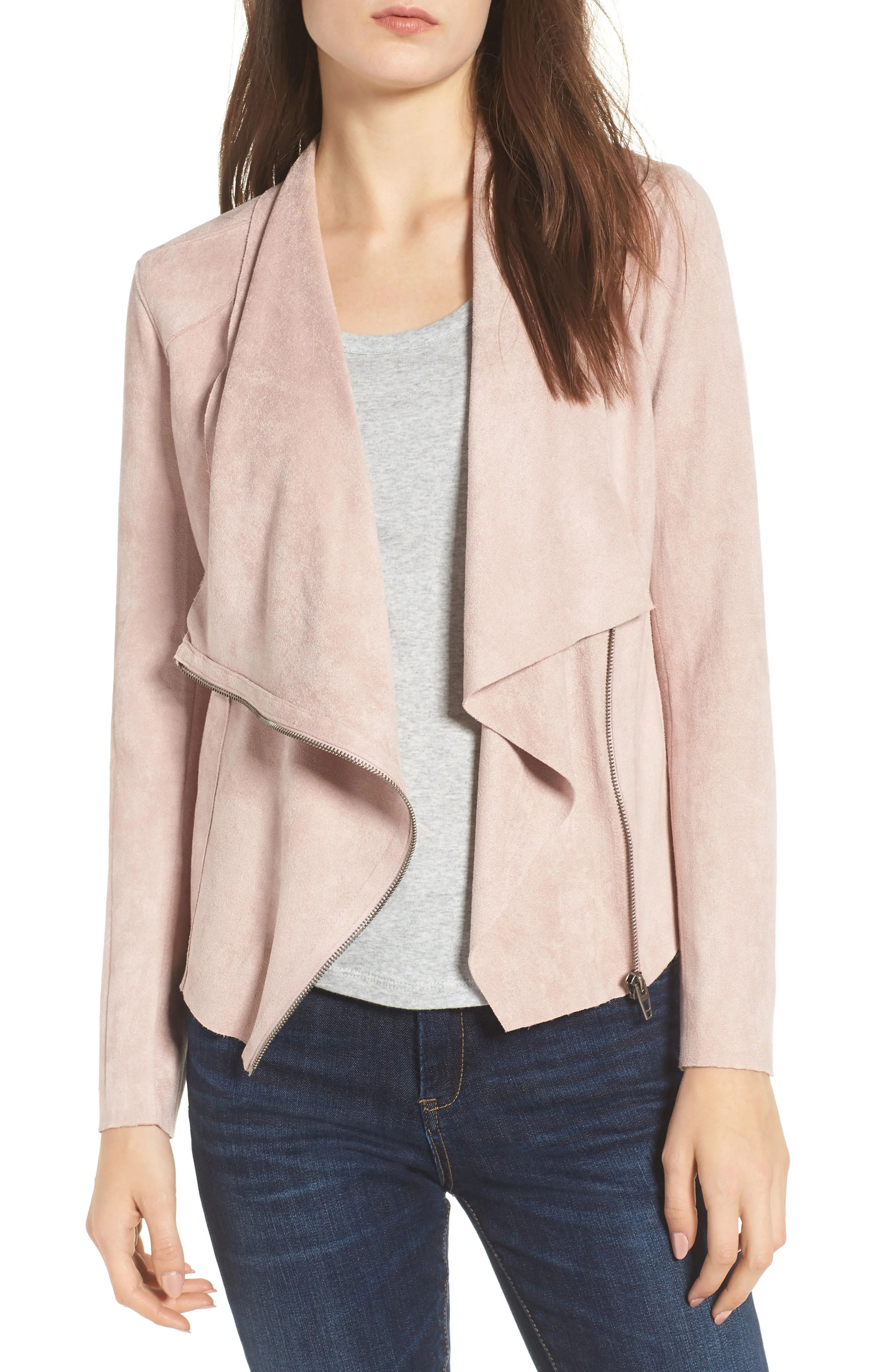 Faux Suede Drape Front Jacket | Nordstrom