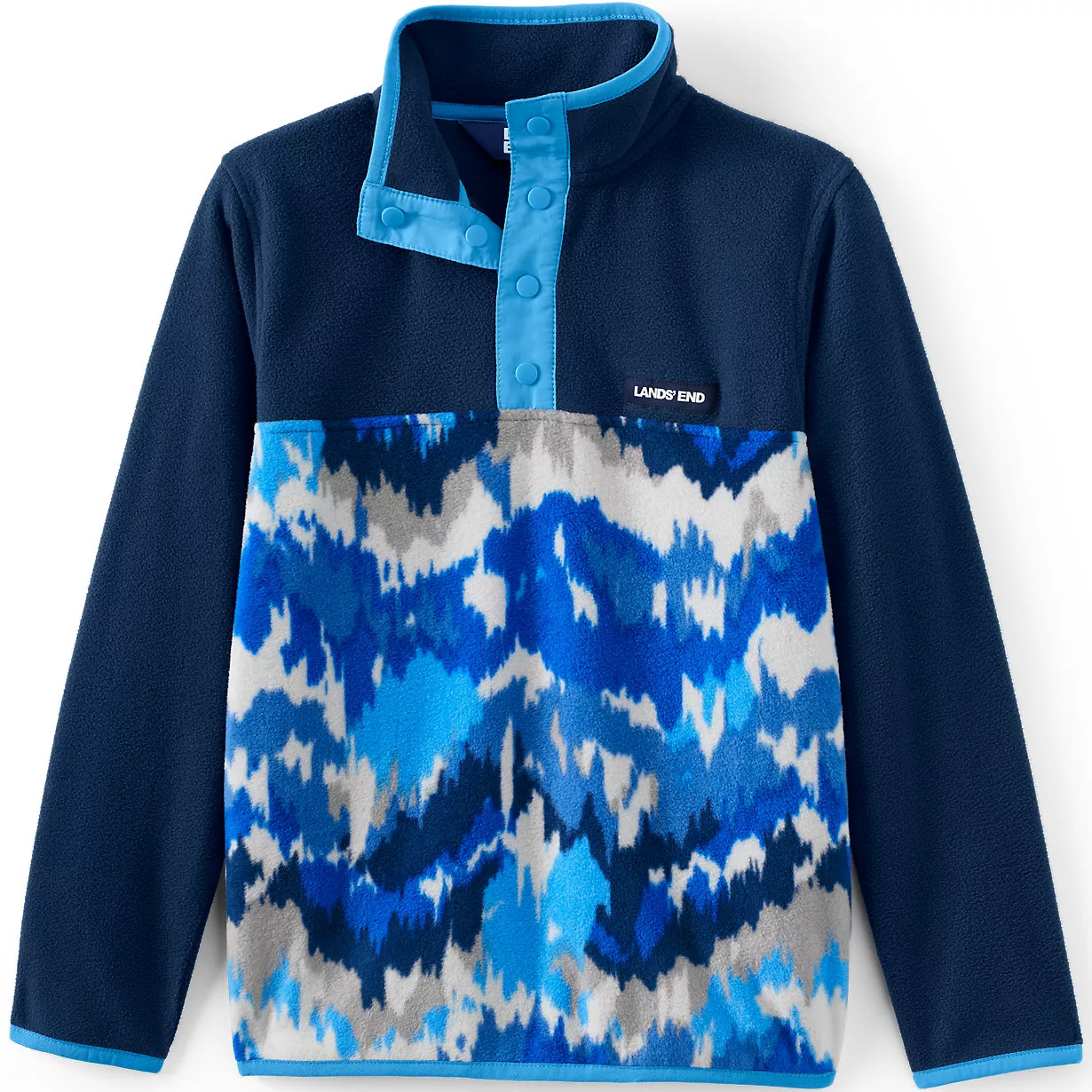 Kids Anyweather Fleece Snap Neck Pullover | Lands' End (US)