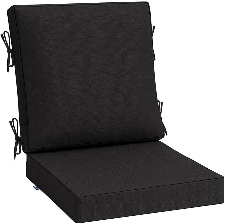 MIULEE Black Outdoor Dining Cushion 20x20 Inch Waterproof & 3 Year Color Fastness Deep Seat and B... | Amazon (US)