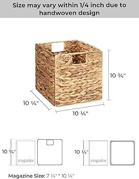 StorageWorks Cestas de mimbre para almacenamiento con forros, cestas de almacenamiento de jacinto... | Amazon (US)