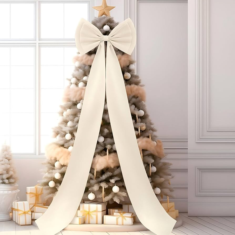 Giant Bow Decor Christmas Tree Topper Decoration Big Bows for Room Wall Backdrop 75x18 Inch Ribbo... | Amazon (US)