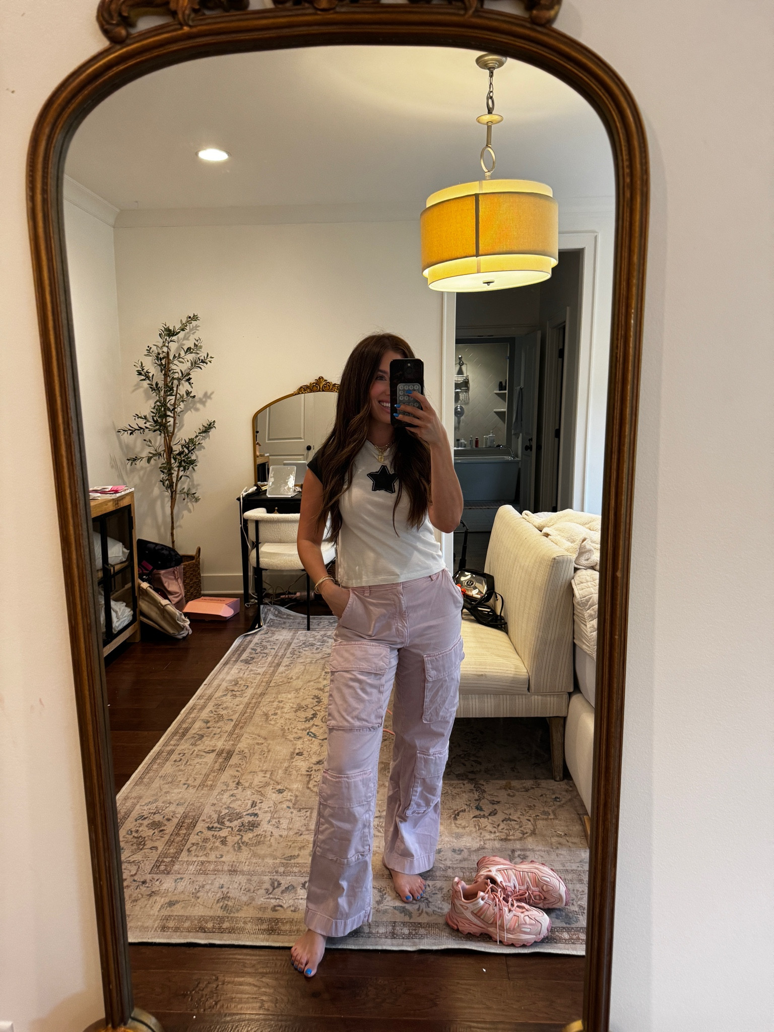 Easy mom outfit! Baseball tee from free people & pants from Abercrombie! 

#LTKstyletip #LTKfindsunder100 #LTKover40