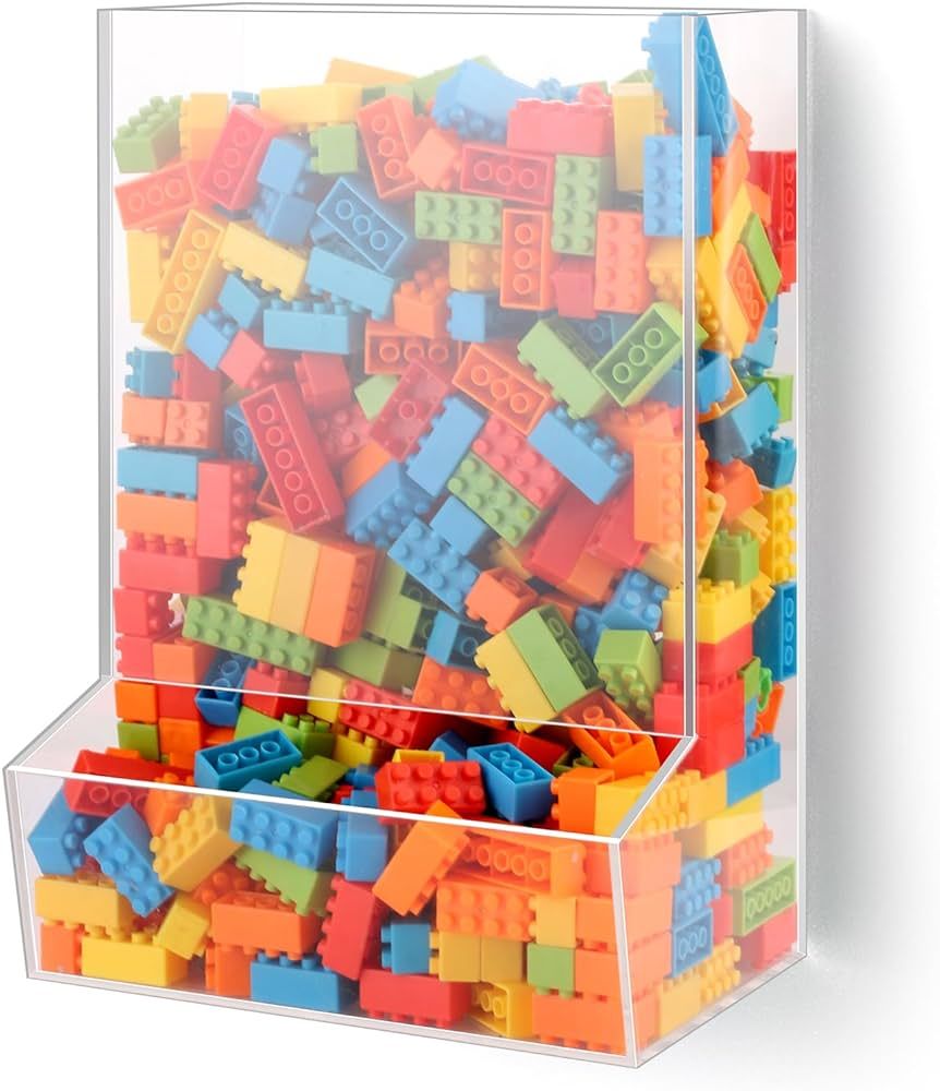 BSSOYAMM Acrylic Wall Toy Dispenser, Self Adhesive Wall Toy Organizer for Kids, Clear Storage Bin... | Amazon (US)