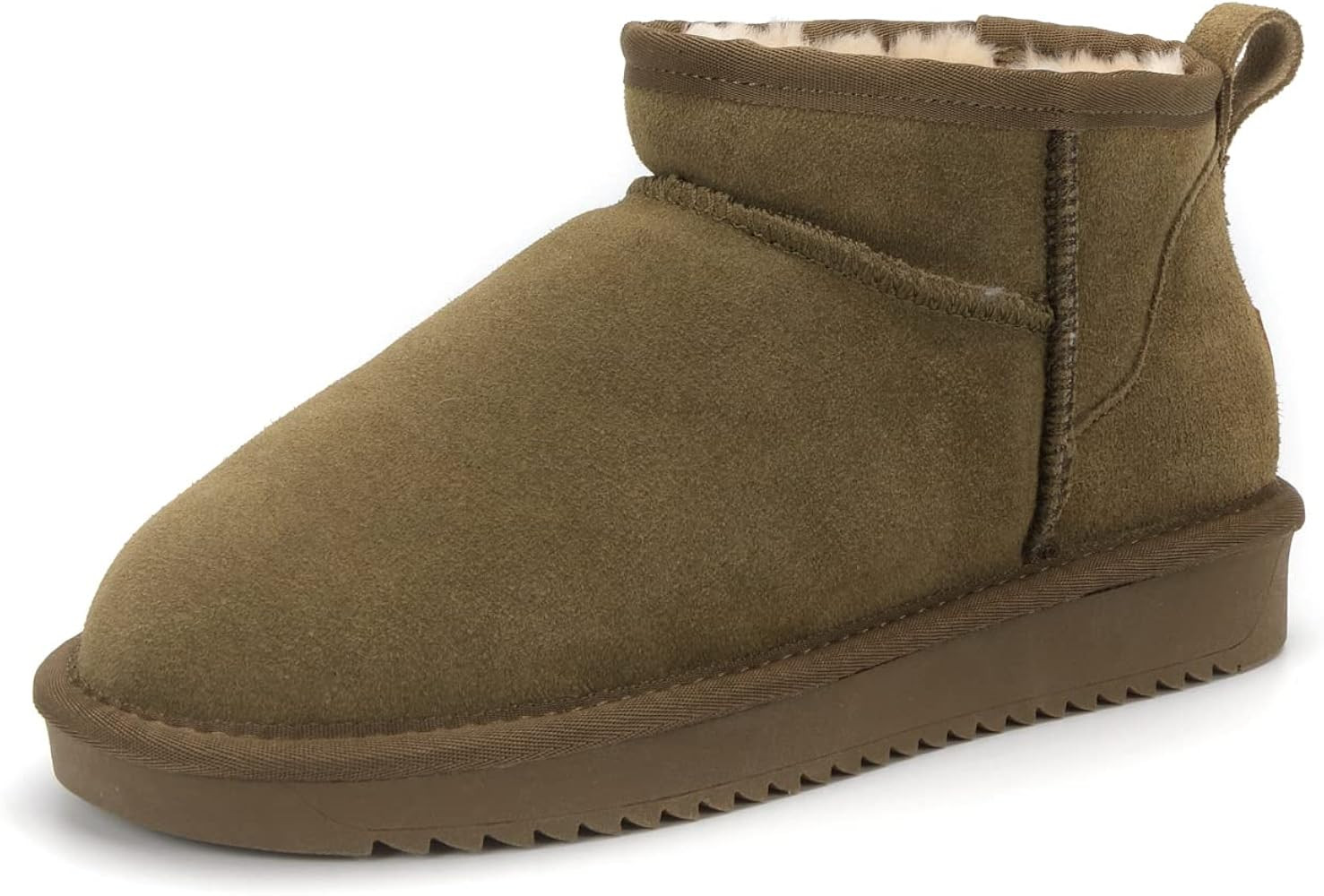 UAAQV Women's Cow Suede Leather Plush lined Warm Mini Anti-slip outdoor Female Ankle Snow boots | Amazon (US)