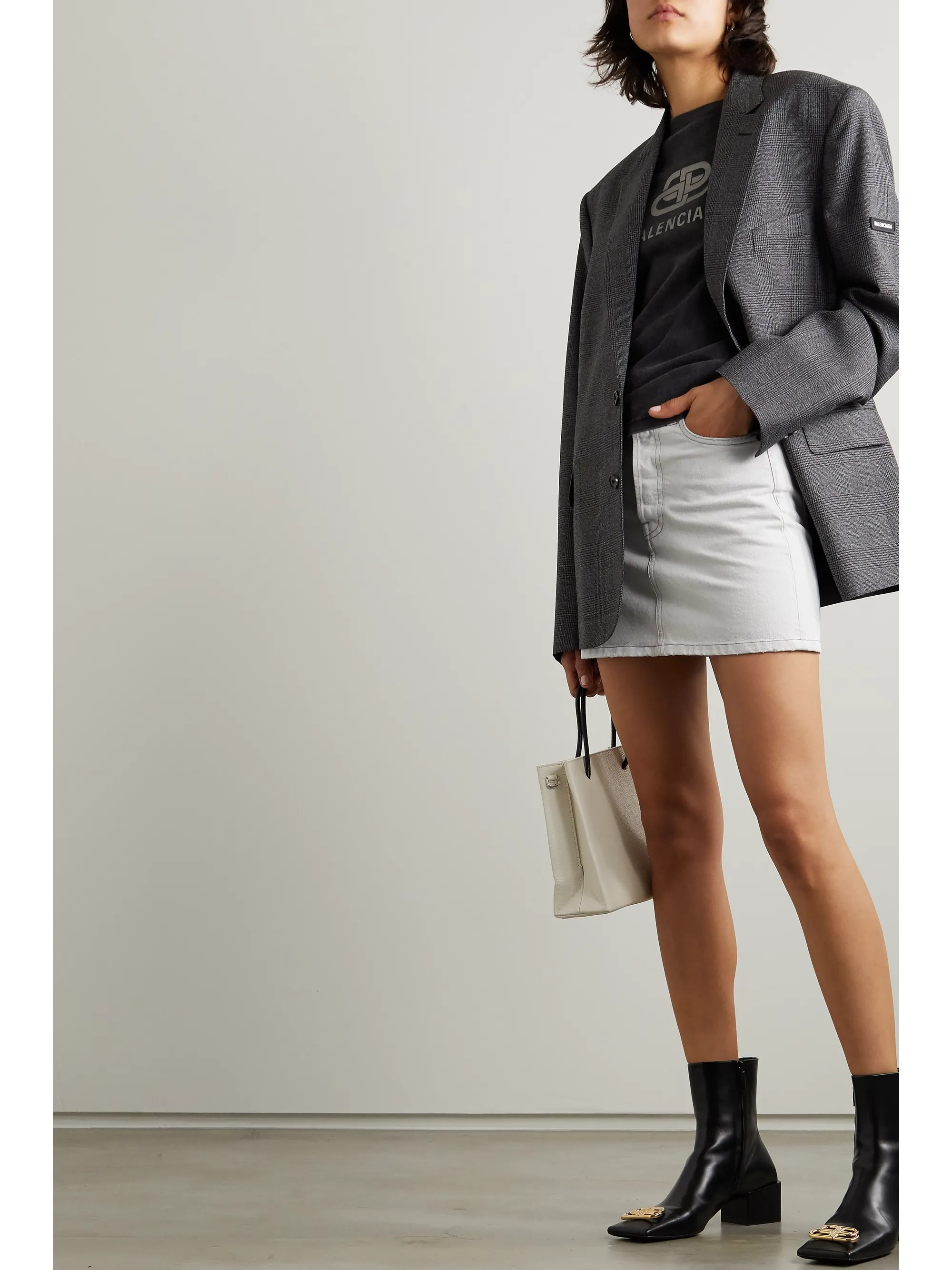 Gray Denim mini skirt | Balenciaga | NET-A-PORTER | NET-A-PORTER (US)