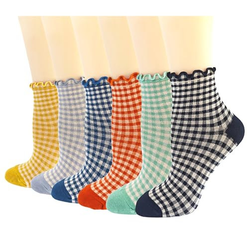 woosnscly Womens Cute Socks Ruffle Ankle Socks Novelty Frilly Mid Crew Sock Fancy Lettuce Trim Turn Cuff Casual Low Cut Sock | Amazon (US)