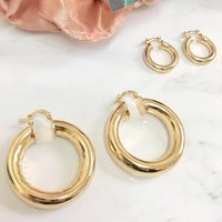 Thick Gold Hoops, 18K Filled Hoops 1.5 Diameter Or Small Chunky .75 Inch Diameter | Etsy (US)