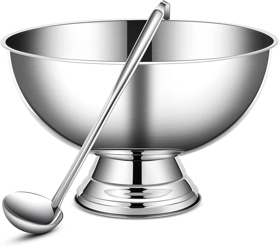 3 Gallon 12L Stainless Steel Champagne Bucket Punch Bowl with Ladle Ice Bucket for Parties Metal ... | Amazon (US)