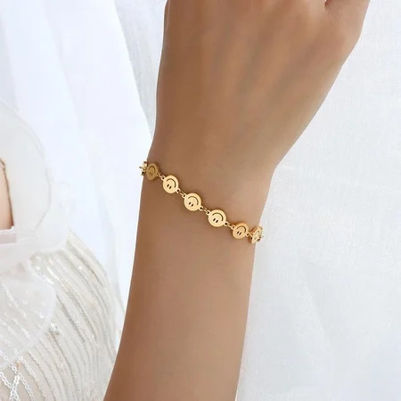 Taehoxa Personality Fashion Simple Smile Smiley Bracelet Female Titanium Steel Jewelry Women s Jewel | Walmart (US)