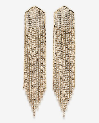Rhinestone Fringe Drop Earrings | Express
