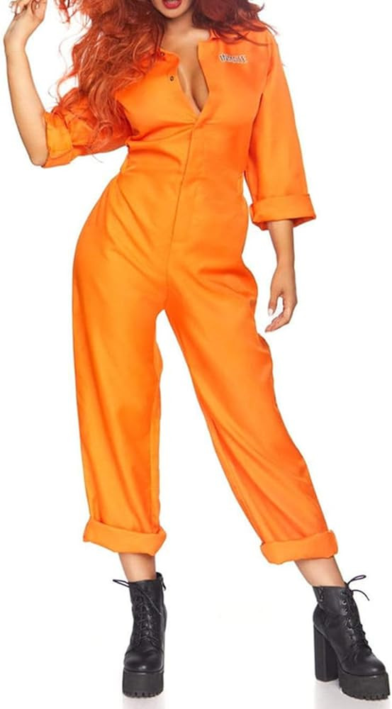 Orange Prison Jumpsuit Costume Women Men Jail Halloween Costumes Couples Matching Prisoner Cospla... | Amazon (US)
