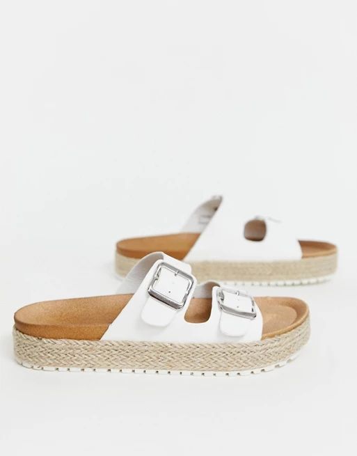 New Look flatform espadrille flat sandal in white | ASOS US