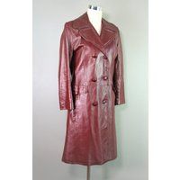 Super Fly - 1970's Burgundy/Maroon Leather Coat Marked Size 10 | Etsy (US)