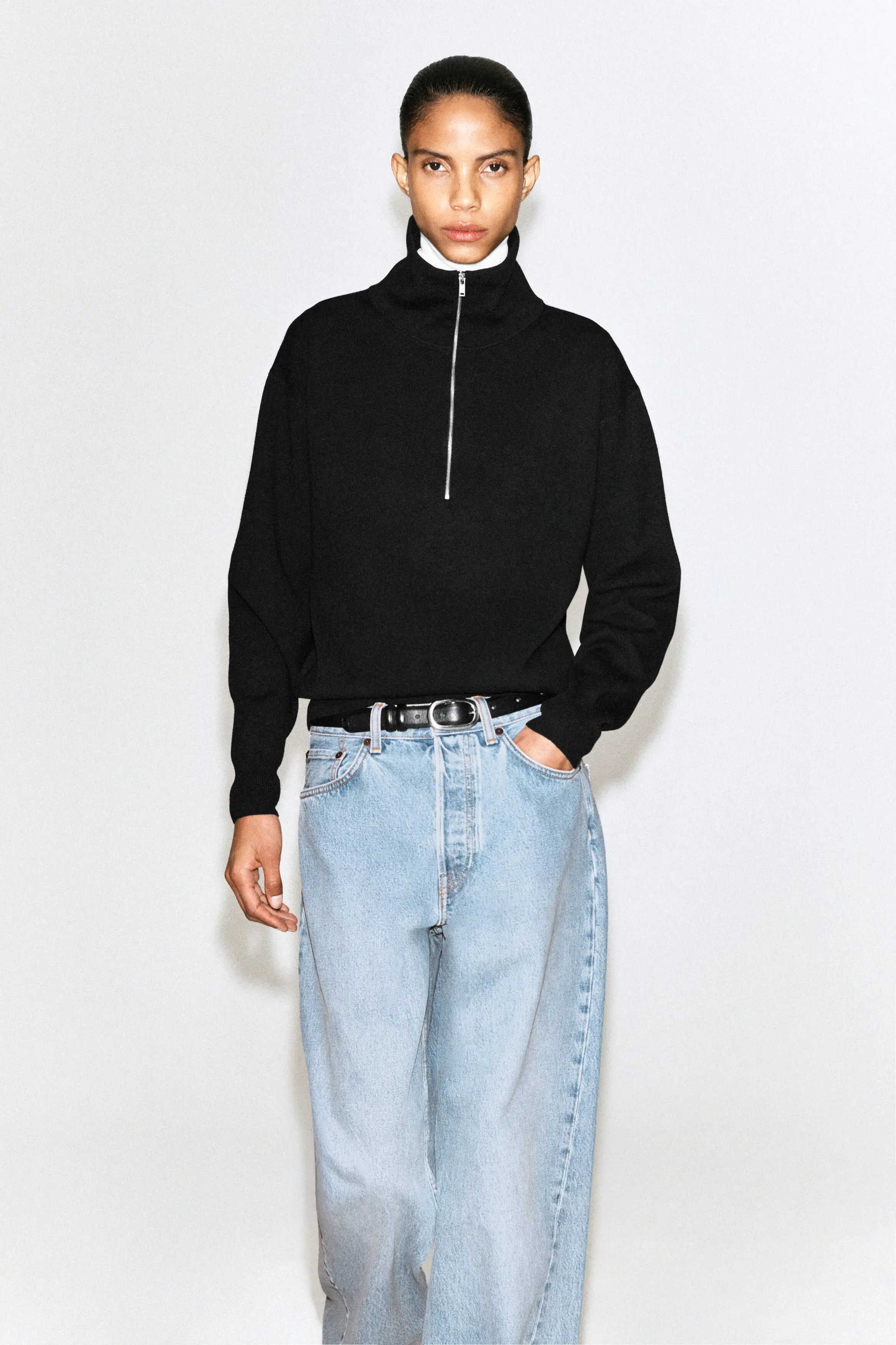 COS Mock-Neck Half-Zip Knitted Sweater (Women) | Nordstrom | Nordstrom
