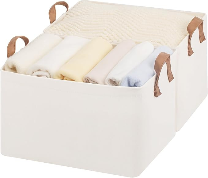 StorageWorks Fabric Storage Bins, Large Storage Baskets for Shelves, Closet Organizers and Storag... | Amazon (US)