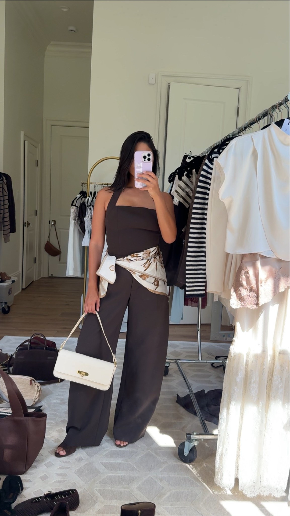 Obsessed with the @Aritzia helix barrel pants! This is my second color! I got the matching halter top too and tied a scarf around it!

#LTKootd #LTKCon