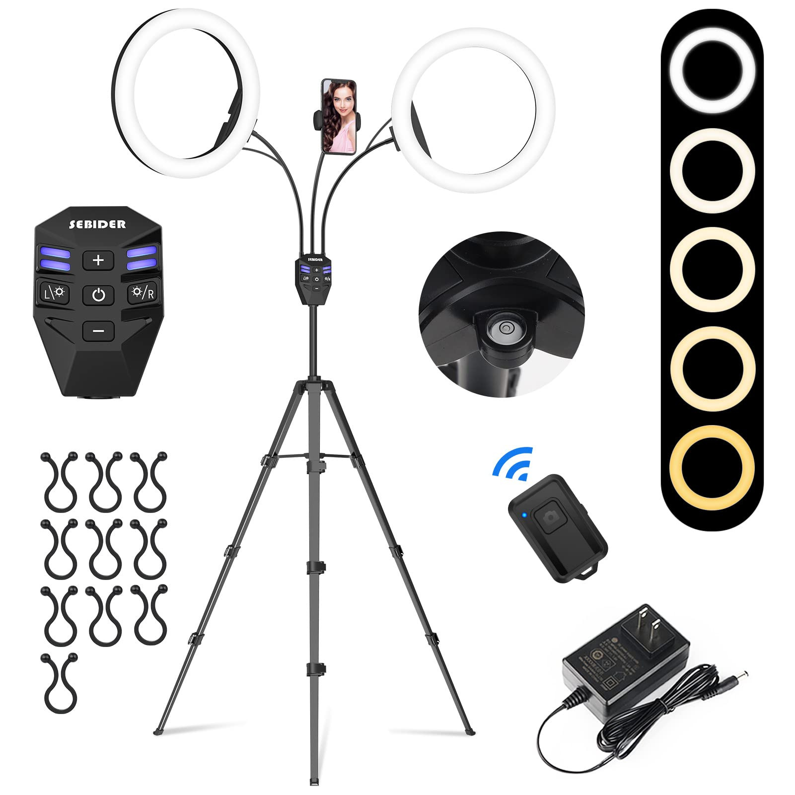 Dual 10" LED Ring Light with Tripod Stand & Phone Holder, Selfie Circle Lights with 5 Light Modes... | Amazon (US)