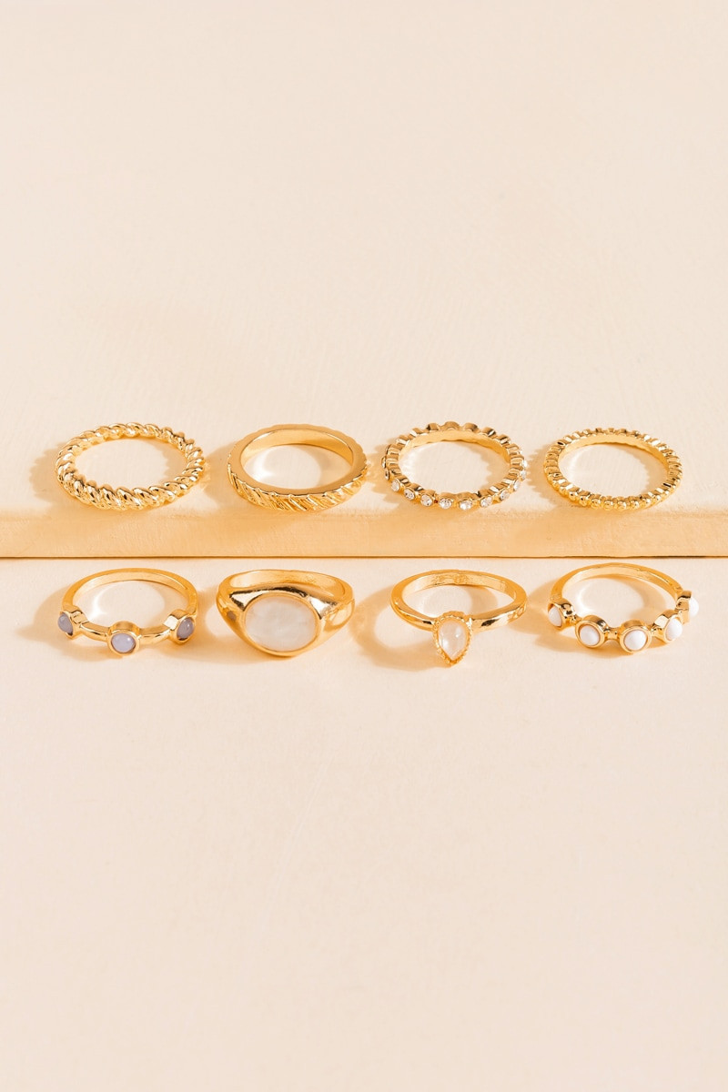 Adeline Crackle Crystal Ring Set | Francesca's