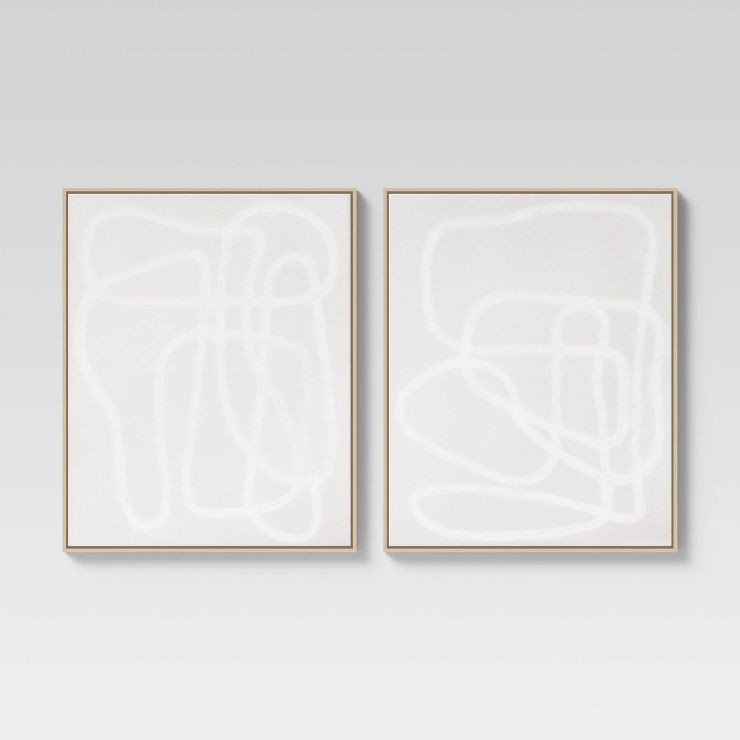(Set of 2) 24" x 30" Line Drawing Wall Canvases Gray/White - Threshold™ | Target