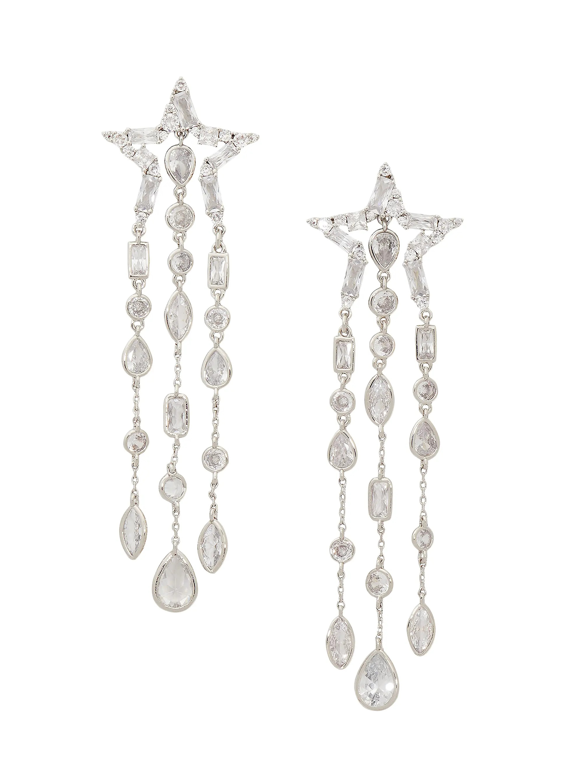 You're A Star Silvertone & Cubic Zirconia Fringe Earrings | Saks Fifth Avenue