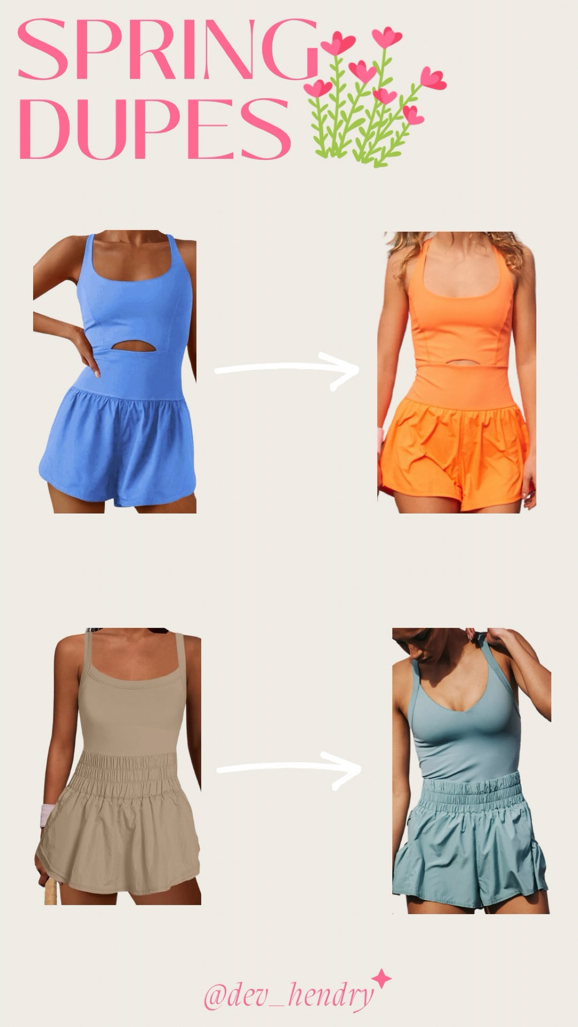 Free People DUPES!!! The quality on both of these Amazon active rompers are AMAZING & won’t break the bank ☺️

*left side is dupe, right side is FP*