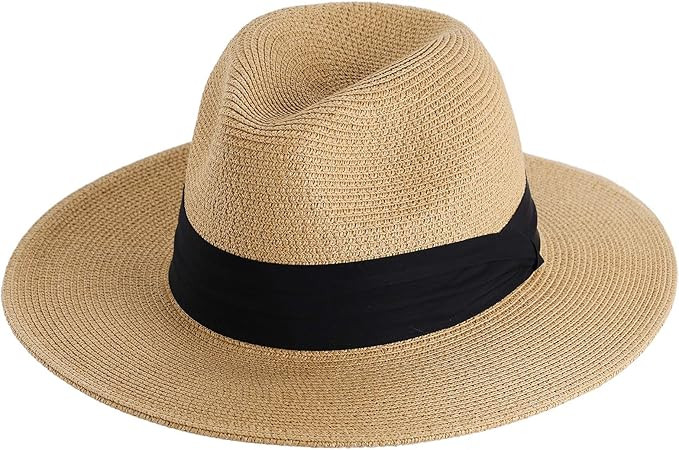 FURTALK Panama Hat Sun Hats for Women Men Wide Brim Fedora Straw Beach Hat UV UPF 50 | Amazon (US)