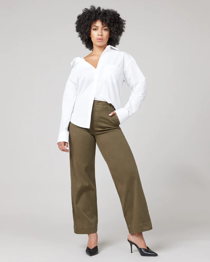 Stretch Twill Cropped Wide Leg Pant | Spanx