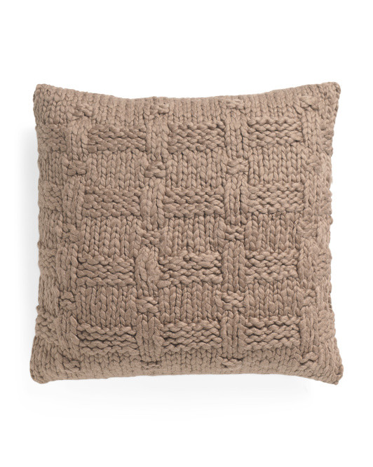 20x20 Wool Blend Hand Knit Pillow | TJ Maxx