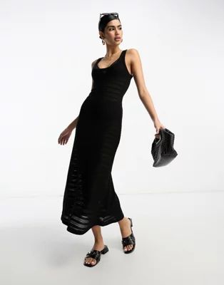 ASOS DESIGN sleeveless crochet maxi dress in black | ASOS (Global)