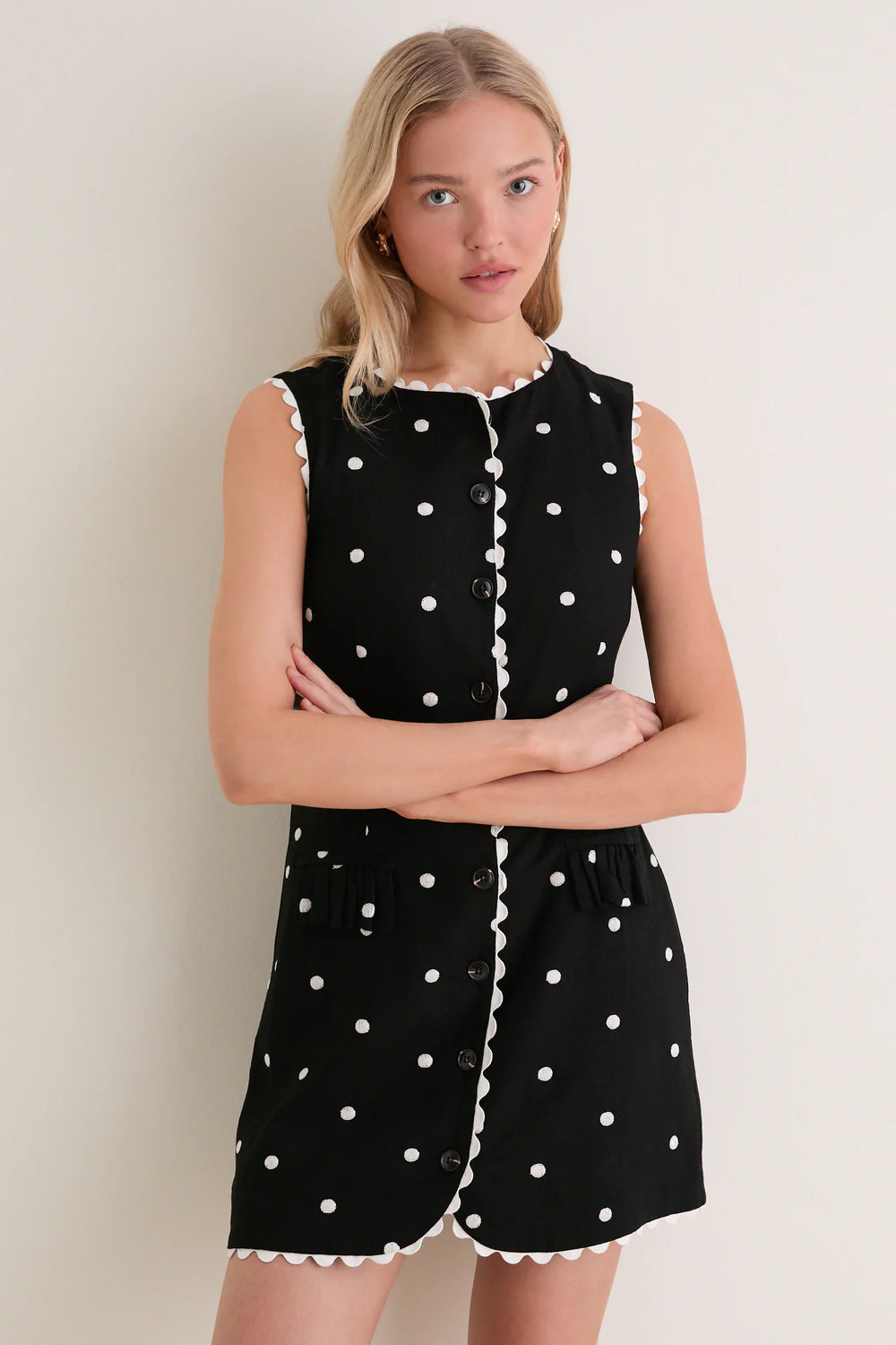 Black Heather Embroidered Mini Dress | Tuckernuck (US)