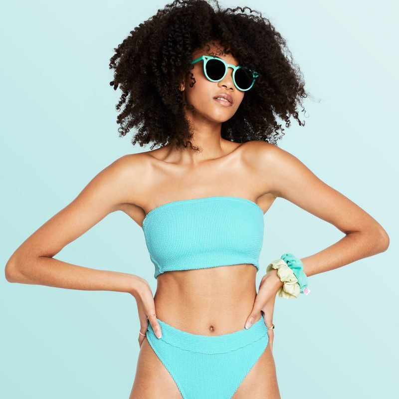 Women's Puckered Bandeau Bikini Top - Stoney Clover Lane x Target Blue | Target
