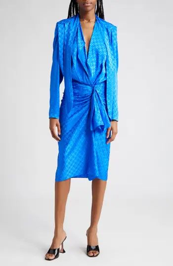 Malani Long Sleeve Stretch Silk Jacquard Dress | Nordstrom